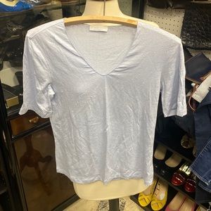 Le Tricot Perugia Light Blue V Neck Top - Italy - Sz M